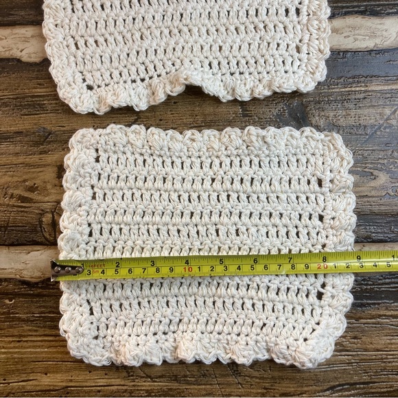 Handmade set of 2 dishcloths cream - Picture 7 of 8